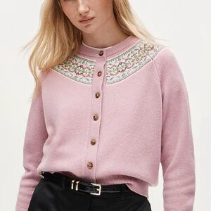 J. Crew Pink Fair Isle Women's Cardigan